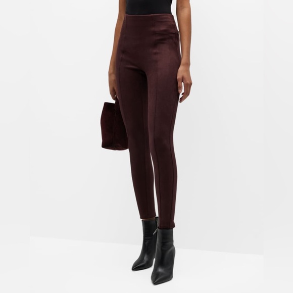 Spanx Faux Suede Leggings Dark Terracotta Size Small - Picture 1 of 8